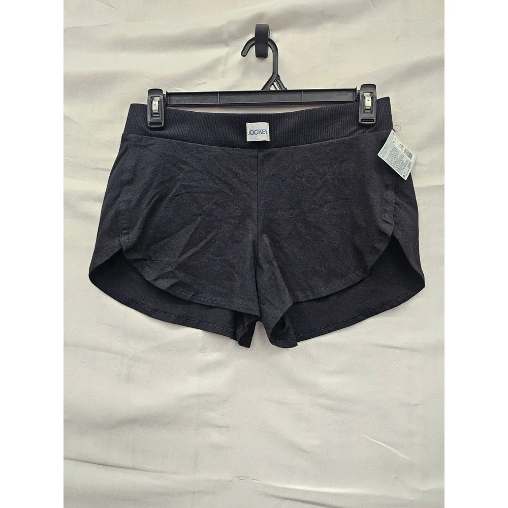 Jockey Womens Athletic Shorts Black Cotton Blend Workout Stretch Size Medium